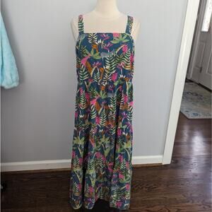 Women's Sugarhill 10 Zebra Jungle Maxi Smocked Dress Medium Large Zebra Giraffe